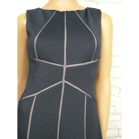 Calvin Klein Navy Blue Fit & Flare Scuba Stretch Dress w/Nude Lace Rows 2 NEW - Picture 2 of 8